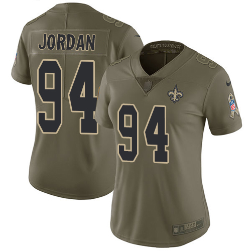 Nike Saints #94 Cameron Jordan Olive Women's Stitched NFL Limited Salute to Service Jersey